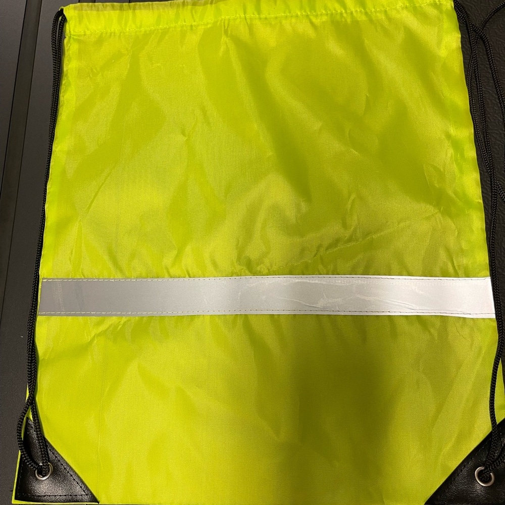 8 Pack Nylon Drawstring Backpacks with reflective band. New